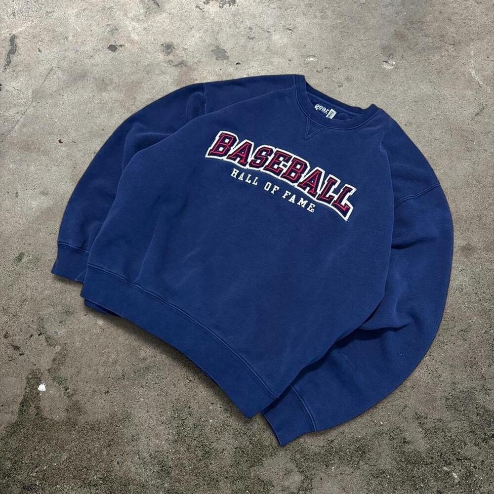 Vintage Gear for Sports Baseball Hall of Fame Navy Blue Embroidered Sweatshirt